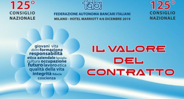 125° Consiglio Nazionale FABI, Milano 4-6 dicembre 2019, il programma