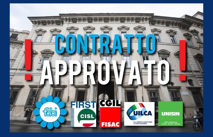 Contratto dei bancari approvato in maniera definitiva